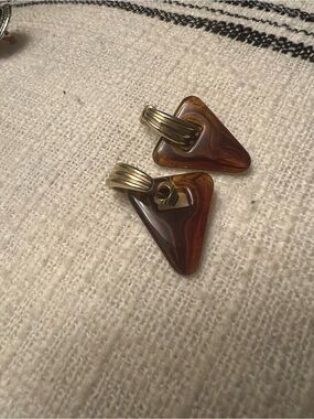 Vintage Amber Triangle Drop Earrings